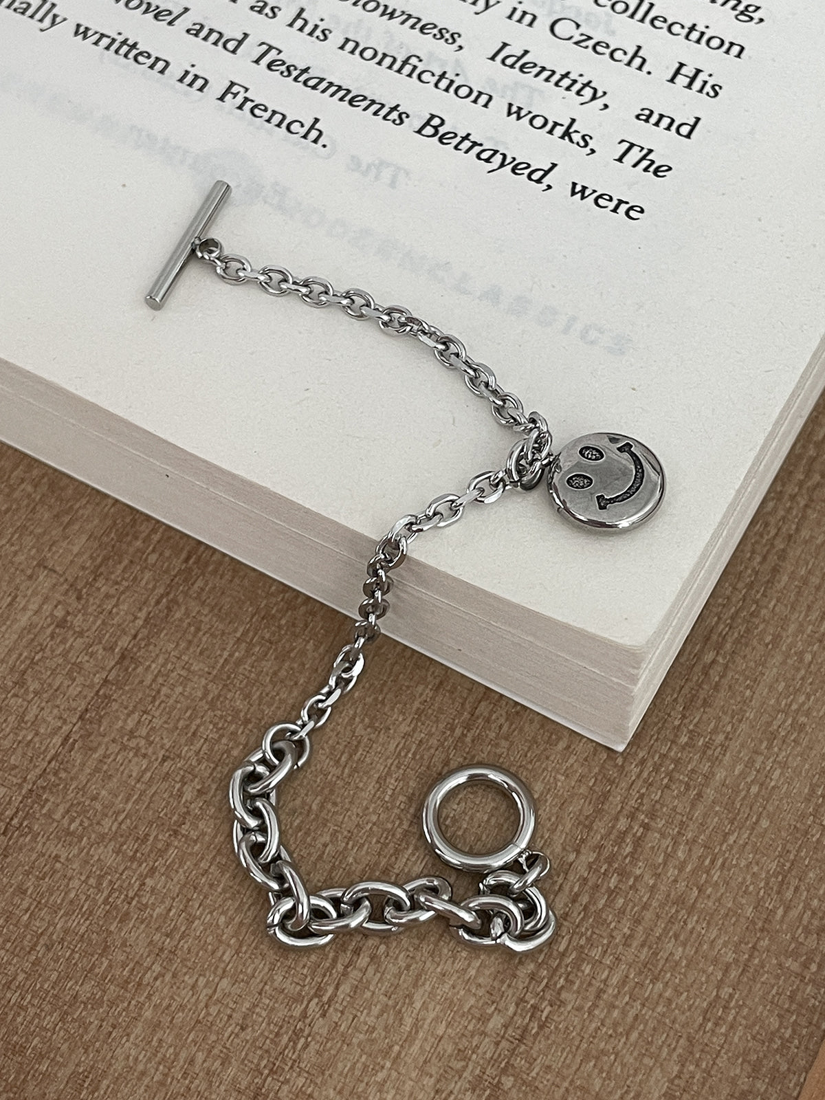 [全サージカル]アンバランススマイルチェーンブレスレット リンクチェーン