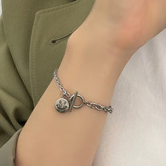 [全サージカル]アンバランススマイルチェーンブレスレット リンクチェーン