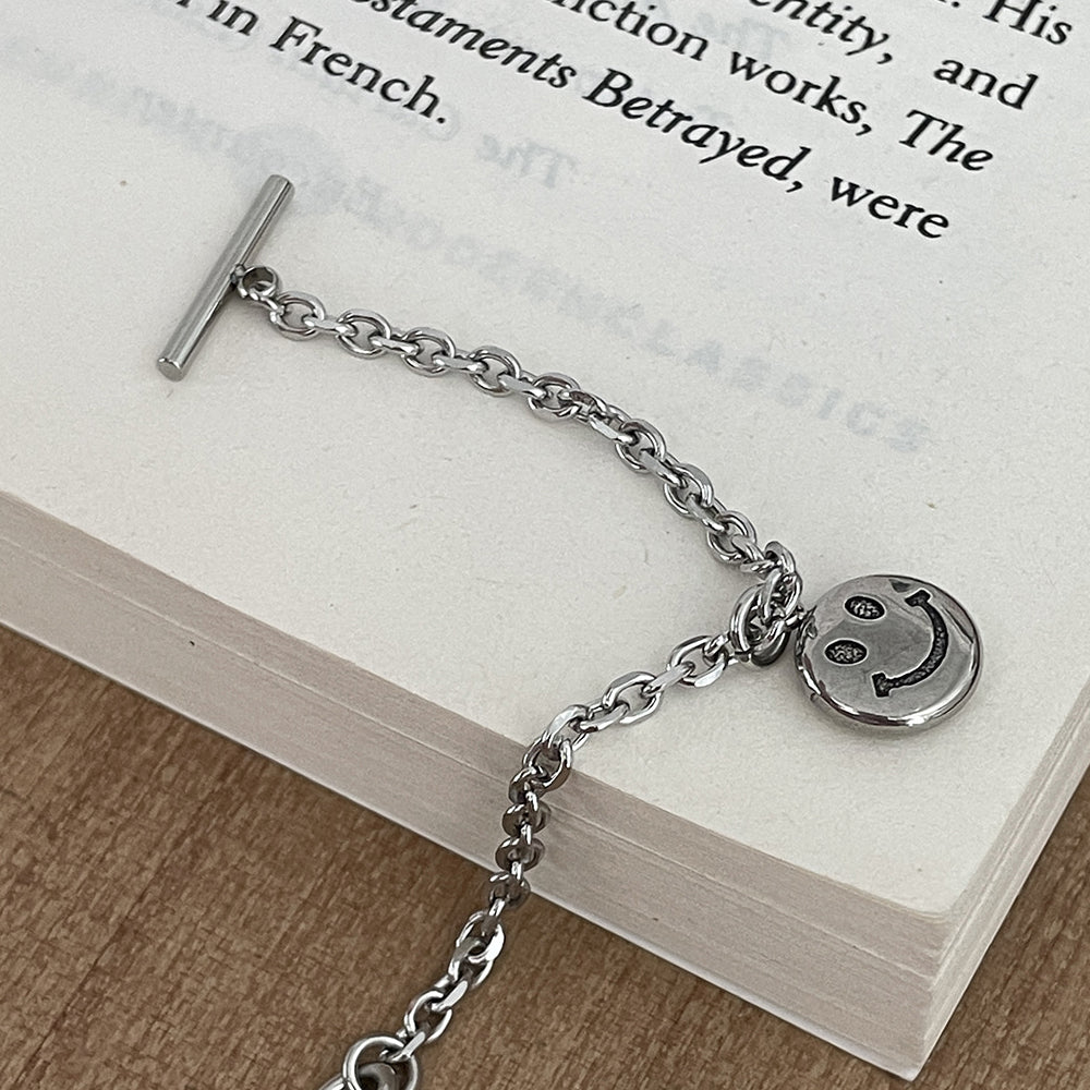 [全サージカル]アンバランススマイルチェーンブレスレット リンクチェーン