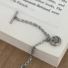 [全サージカル]アンバランススマイルチェーンブレスレット リンクチェーン