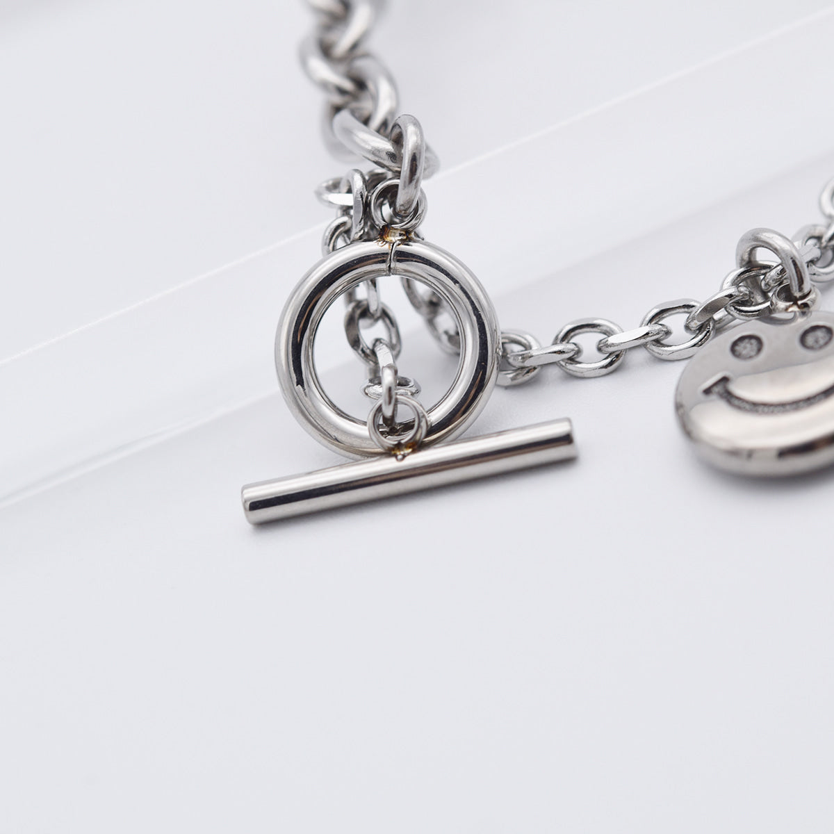 [全サージカル]アンバランススマイルチェーンブレスレット リンクチェーン