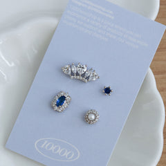 [4個セット][サージカル]シグネチャーブルー ピアスセット16G ボディピアス クラウンカット  ブルージュエル