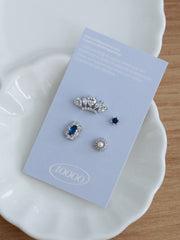 [4個セット][サージカル]シグネチャーブルー ピアスセット16G ボディピアス クラウンカット  ブルージュエル