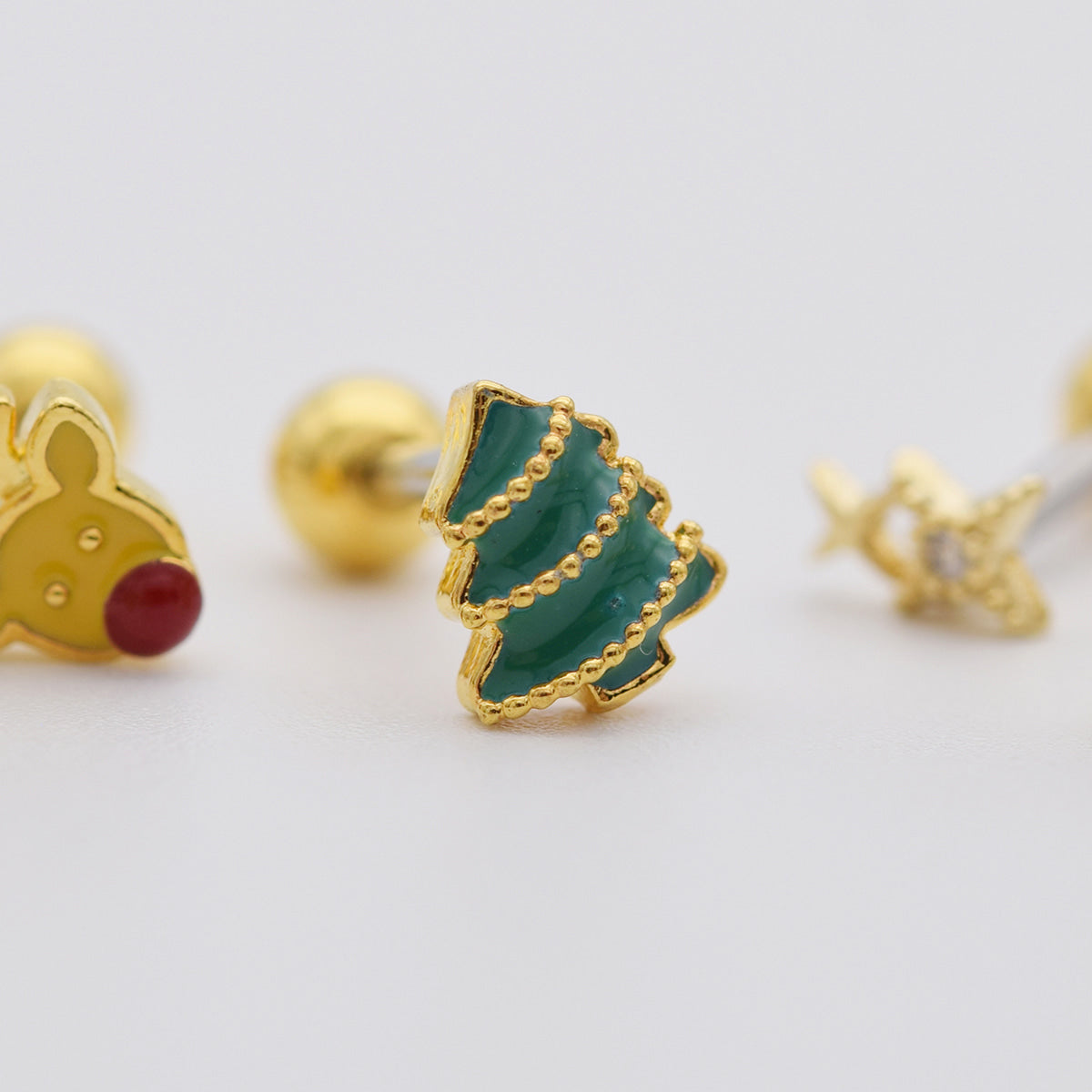 [ชุด 5 ชิ้น] [ผ่าตัด] ชุดเจาะรูปไอศกรีมถั่ว 16G เจาะร่างกาย เจาะหลัง เจาะกระดูกอ่อน 