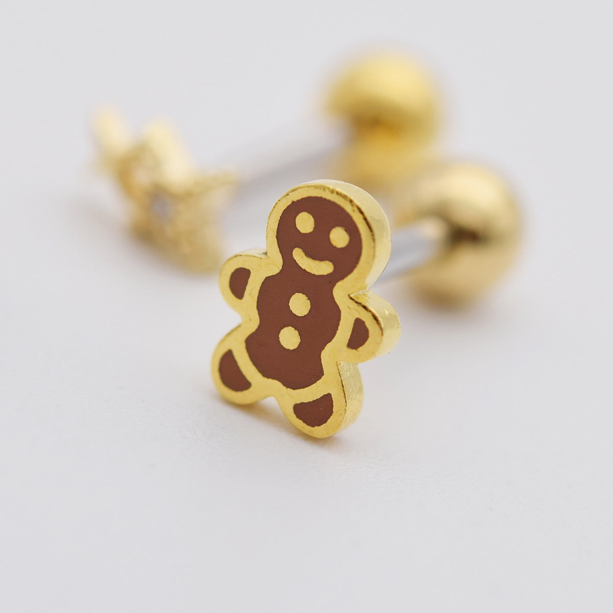 [ชุด 5 ชิ้น] [ผ่าตัด] ชุดเจาะรูปไอศกรีมถั่ว 16G เจาะร่างกาย เจาะหลัง เจาะกระดูกอ่อน 