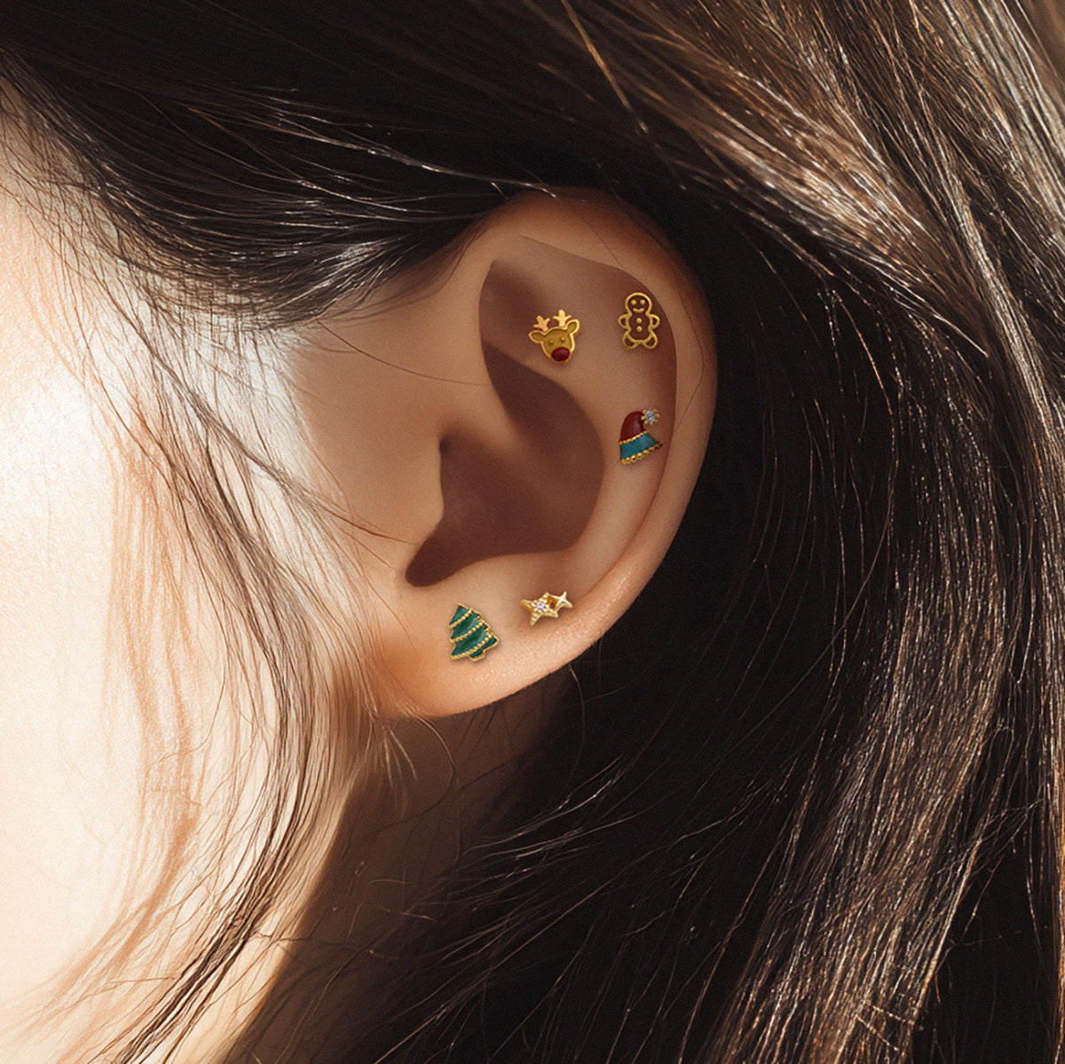 [ชุด 5 ชิ้น] [ผ่าตัด] ชุดเจาะรูปไอศกรีมถั่ว 16G เจาะร่างกาย เจาะหลัง เจาะกระดูกอ่อน 