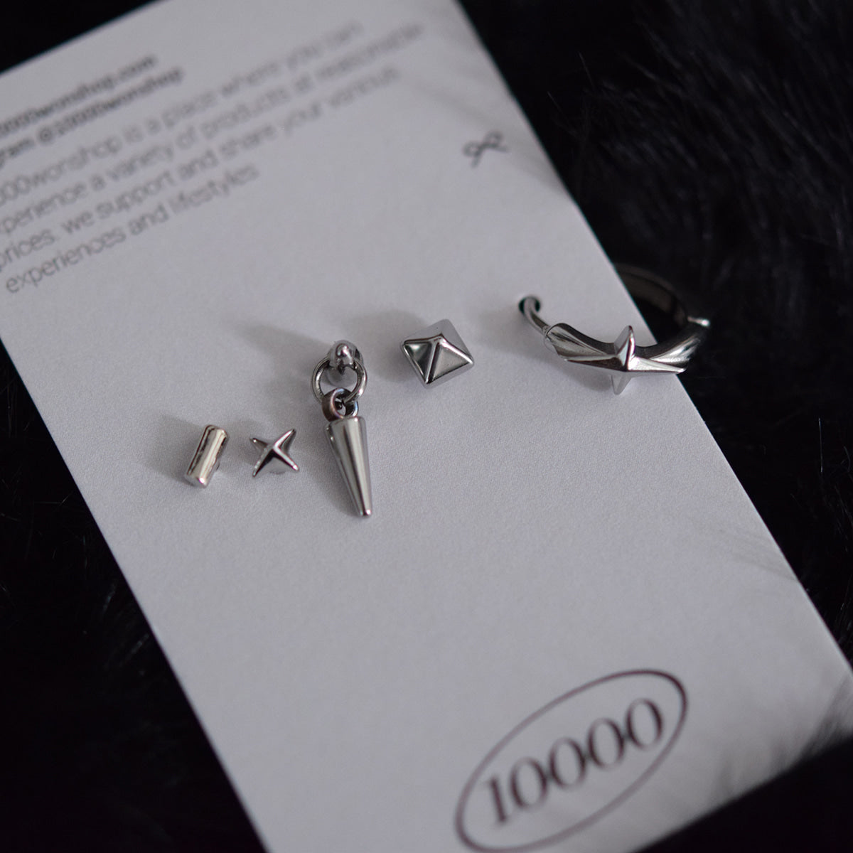 [5個セット][サージカル]メタリック ループ ピアスセット16G ボディピアス スパイク＆スタッズ メタル