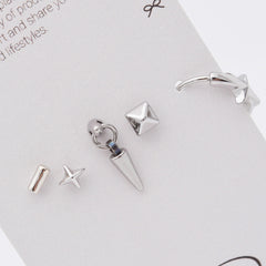 [5個セット][サージカル]メタリック ループ ピアスセット16G ボディピアス スパイク＆スタッズ メタル