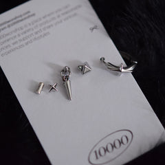 [5個セット][サージカル]メタリック ループ ピアスセット16G ボディピアス スパイク＆スタッズ メタル