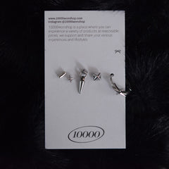 [5個セット][サージカル]メタリック ループ ピアスセット16G ボディピアス スパイク＆スタッズ メタル