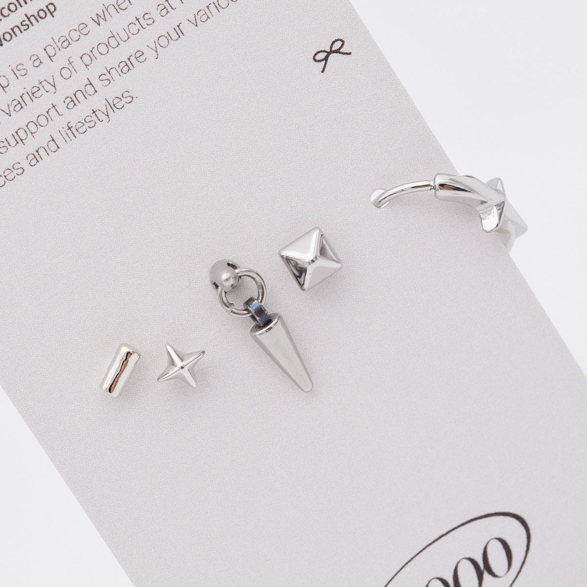 [5個セット][サージカル]メタリック ループ ピアスセット16G ボディピアス スパイク＆スタッズ メタル