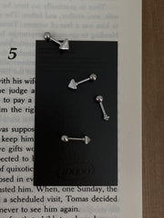 [全サージカル]スクエアスタッズ バーベルピアス 16G ピラミッドスタイル バーベルピアス 316L