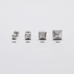 [全サージカル]スクエアスタッズ バーベルピアス 16G ピラミッドスタイル バーベルピアス 316L
