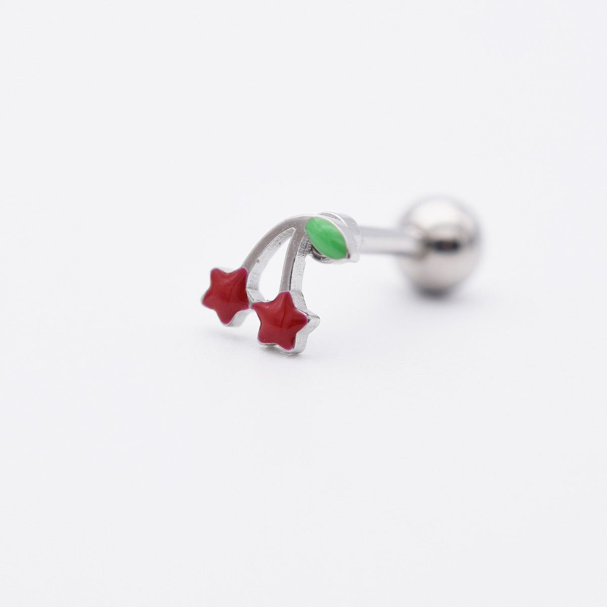 [全サージカル]チェリーハート スター  バーベル ピアス (2Type) 16G ボディピアス キャッチ さくらんぼ ピアス