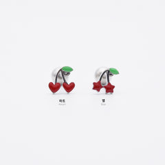 [全サージカル]チェリーハート スター  バーベル ピアス (2Type) 16G ボディピアス キャッチ さくらんぼ ピアス