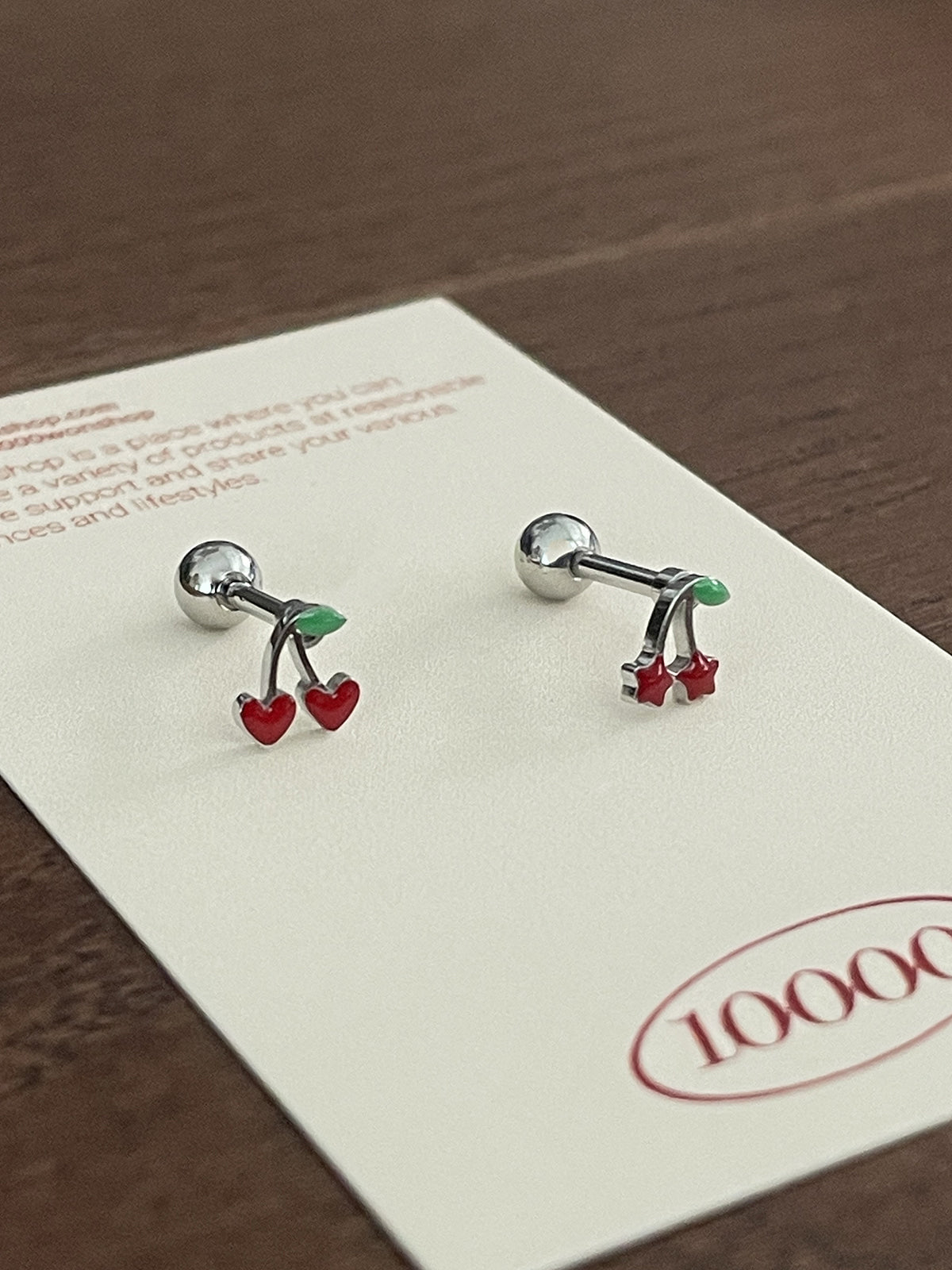 [全サージカル]チェリーハート スター  バーベル ピアス (2Type) 16G ボディピアス キャッチ さくらんぼ ピアス