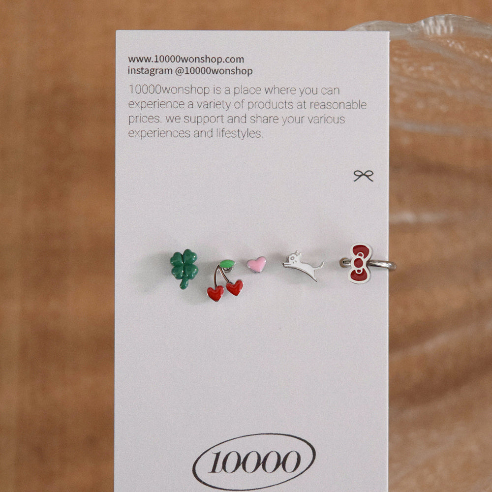 [5個セット][サージカル]スイートモチーフ ピアスセット16G ボディピアス ハート チェリー リボン 可愛い ミニ