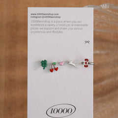 [5個セット][サージカル]スイートモチーフ ピアスセット16G ボディピアス ハート チェリー リボン 可愛い ミニ