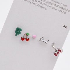 [5個セット][サージカル]スイートモチーフ ピアスセット16G ボディピアス ハート チェリー リボン 可愛い ミニ