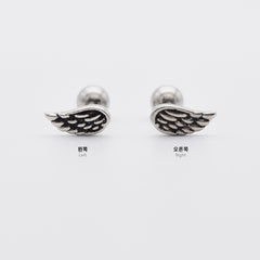 [サージカル]アンティーク風 ウィング ピアス 16G 羽根モチーフ 軟骨ピアス