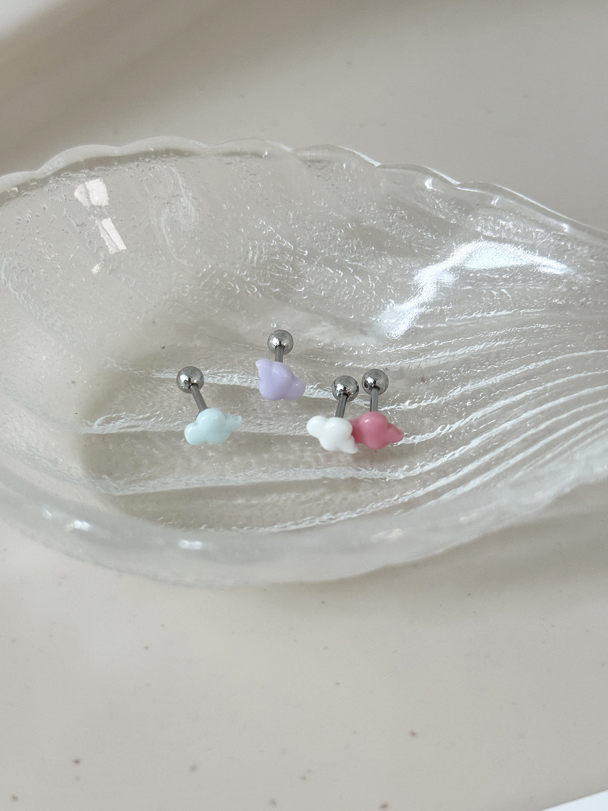 [サージカル]ころんと雲バーベルピアス アクリル (4Color) 16G ボディピアス クラウドピアス