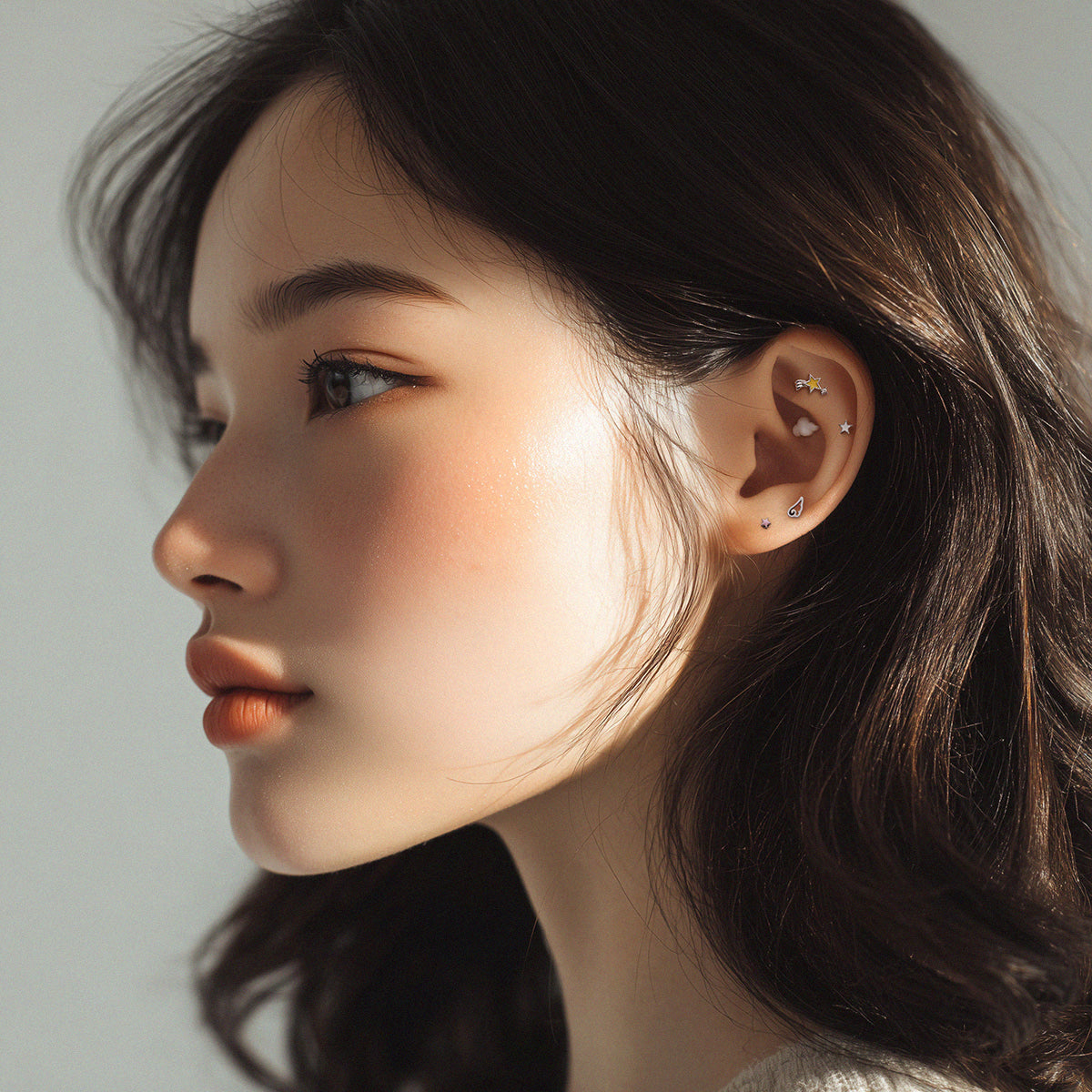 [サージカル]ころんと雲バーベルピアス アクリル (4Color) 16G ボディピアス クラウドピアス