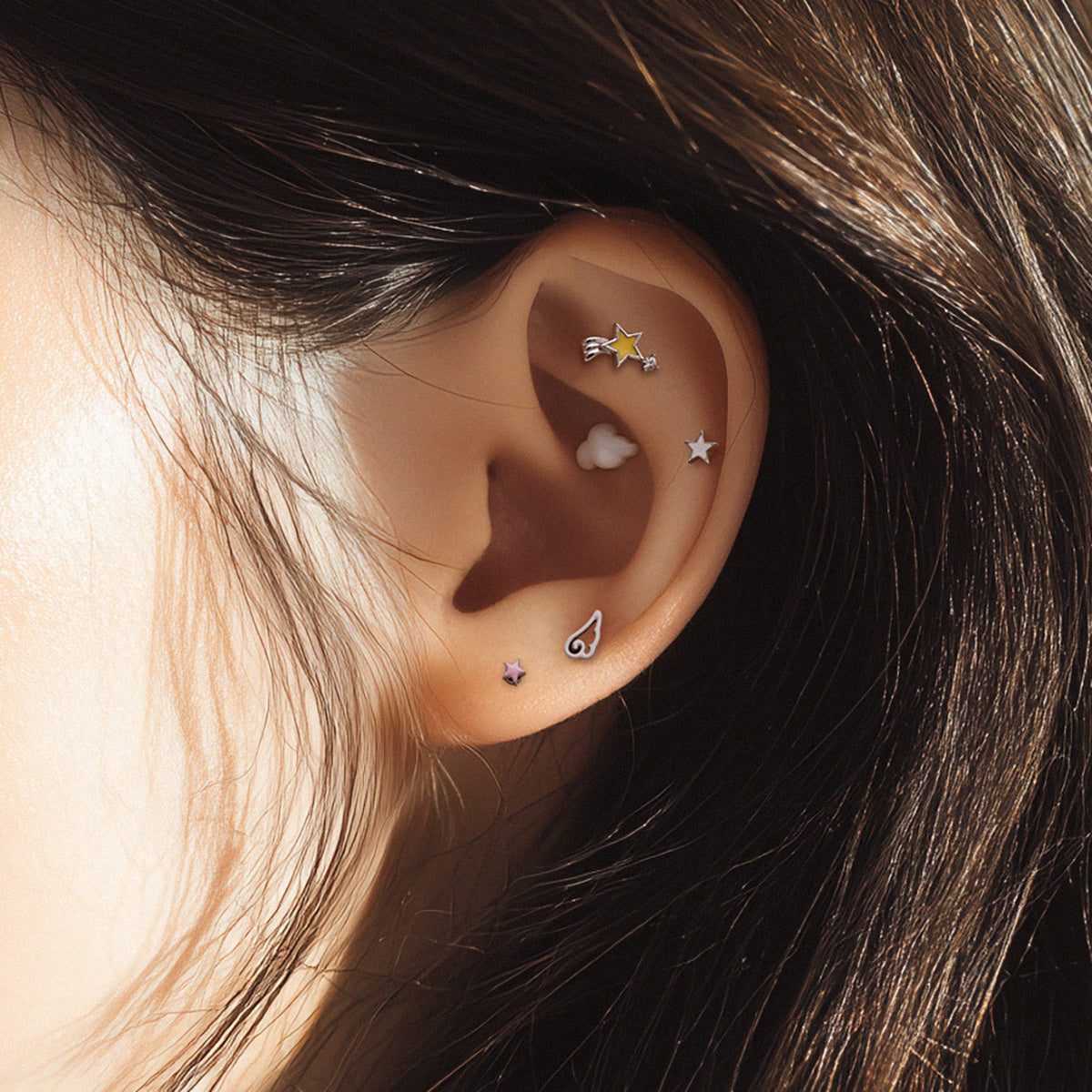 [サージカル]ころんと雲バーベルピアス アクリル (4Color) 16G ボディピアス クラウドピアス