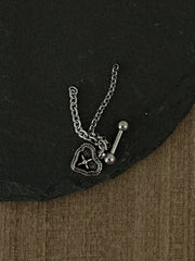 [サージカル]アンティーク クロスハート チェーンピアス ドロップ 2タイプ ボディピアス 16G 軟骨ピアス