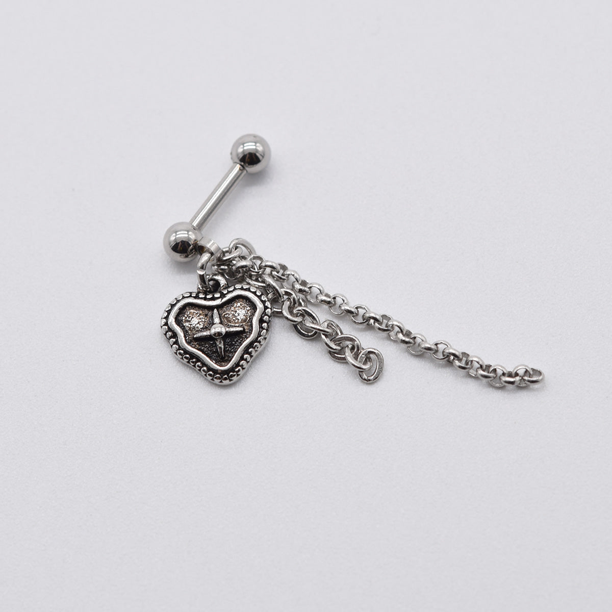 [サージカル]アンティーク クロスハート チェーンピアス ドロップ 2タイプ ボディピアス 16G 軟骨ピアス