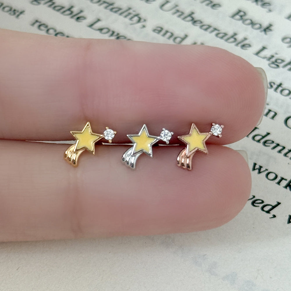 イエロー シューティングスター バーベルピアス (3Color) 16G ボディピアス キャッチ サージカルステンレス