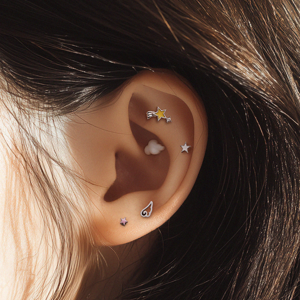 イエロー シューティングスター バーベルピアス (3Color) 16G ボディピアス キャッチ サージカルステンレス