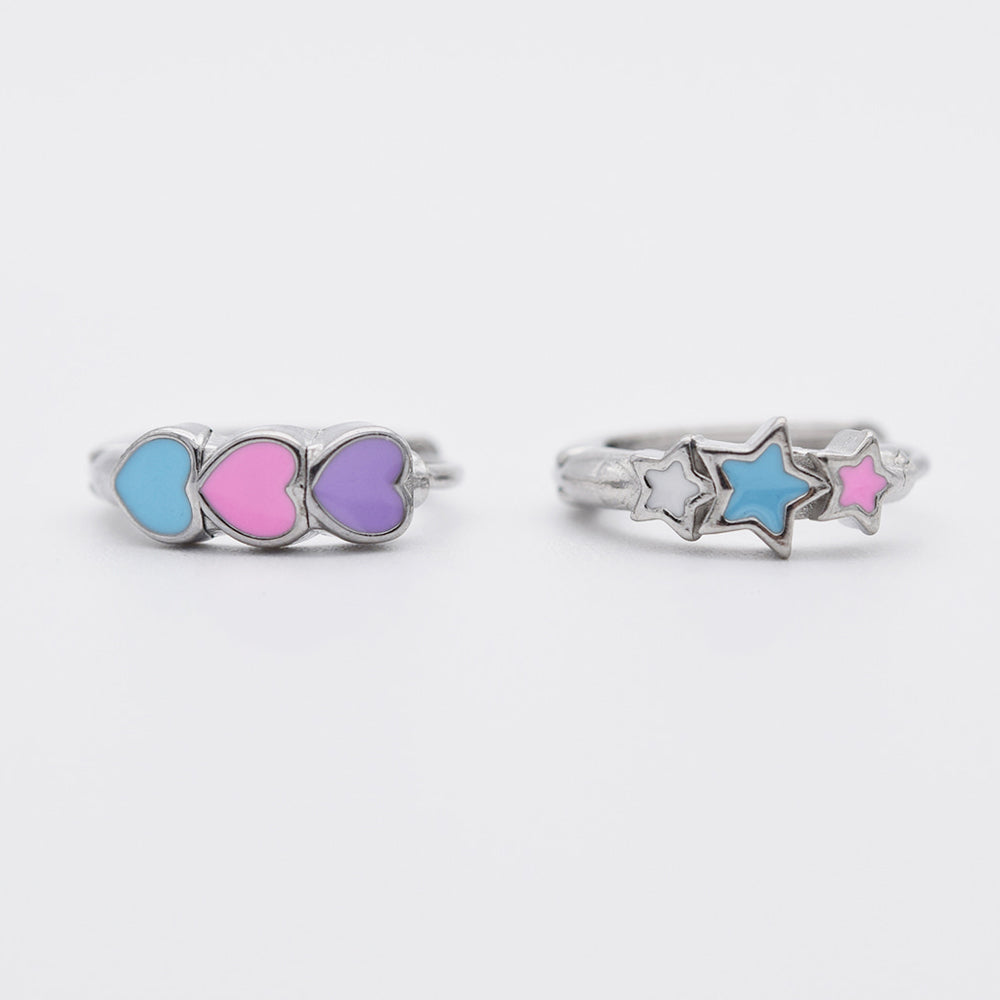 [全サージカル]キッチュ エポ 星＆ハート リングピアス 軟骨用 小粒 可愛い 韓国風 デイリー アクセサリー