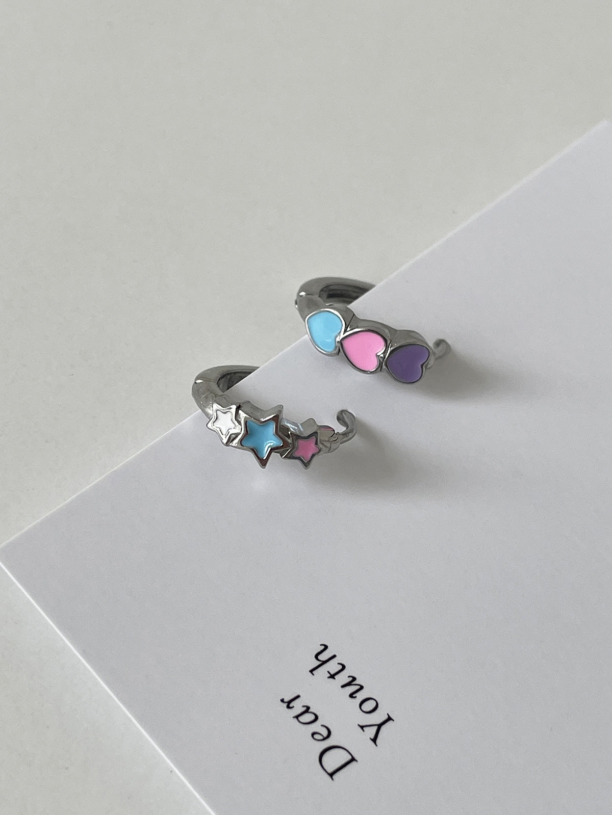 [全サージカル]キッチュ エポ 星＆ハート リングピアス 軟骨用 小粒 可愛い 韓国風 デイリー アクセサリー