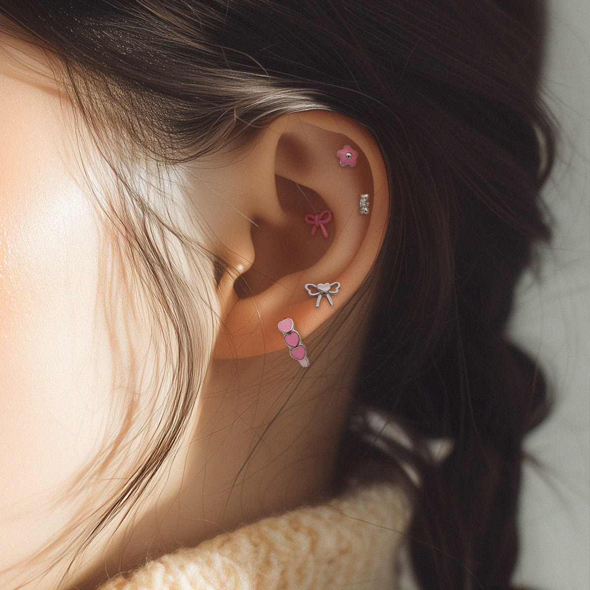 [Surgical] Mini Flow Ribbon (3 Colors) 16G Body Piercing Back Piercing Cartilage Piercing 