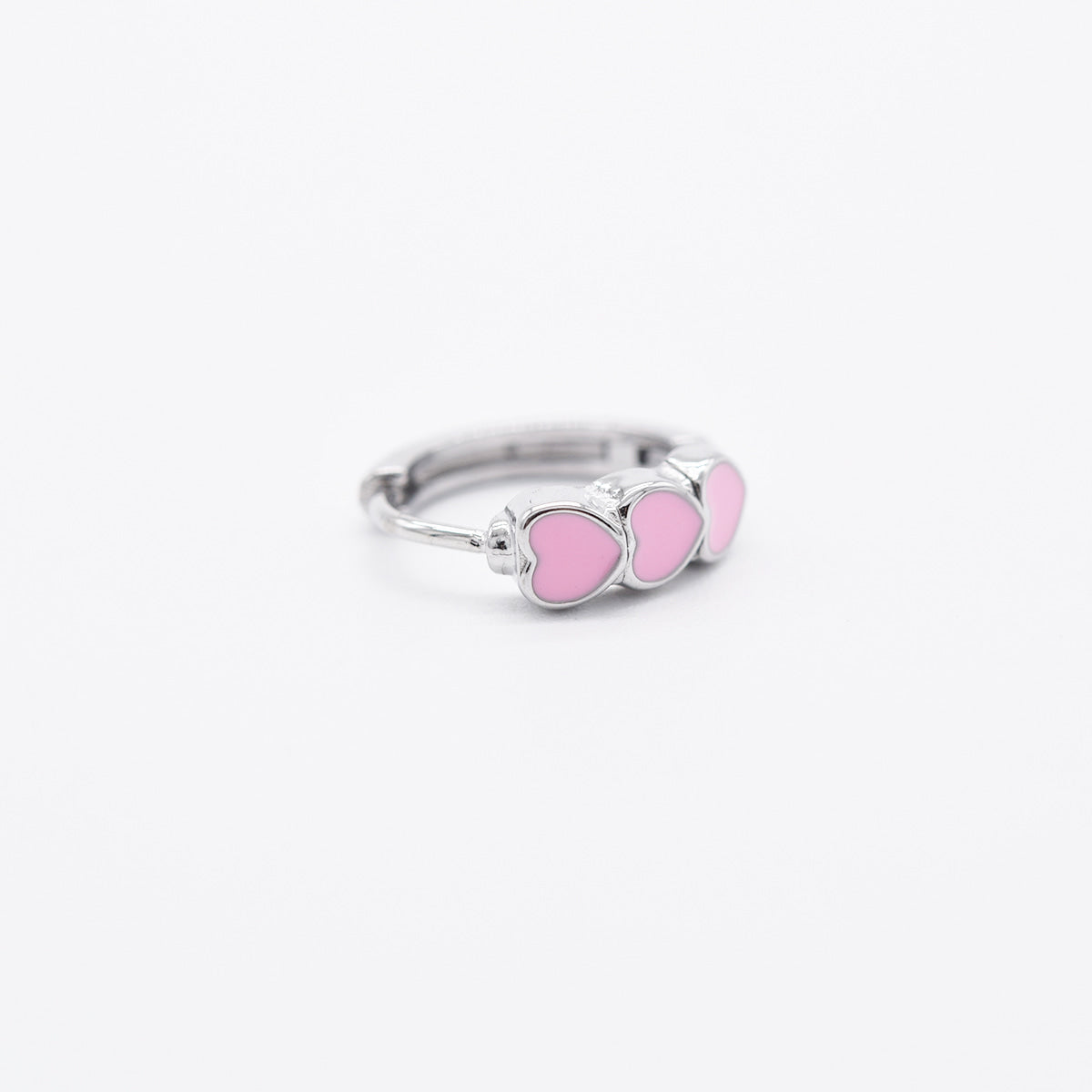 [全サージカルステンレス]トリプルハート ワンタッチリングピアス (3Color) 可愛い 韓国風