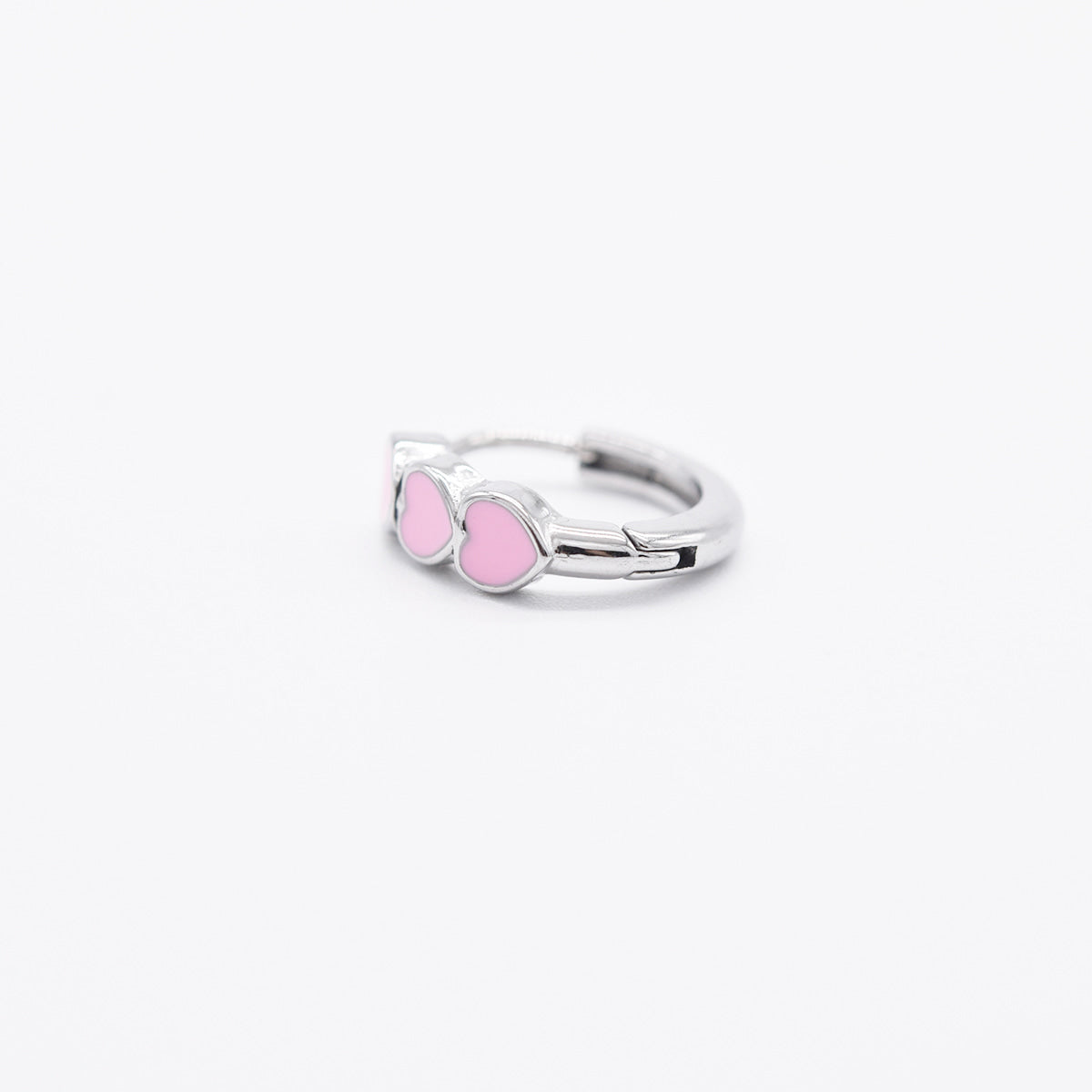 [全サージカルステンレス]トリプルハート ワンタッチリングピアス (3Color) 可愛い 韓国風