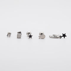 [Set of 5] [Surgical] Nuts Ice Cream Piercing Set 16G Body Piercing Back Piercing Cartilage Piercing 