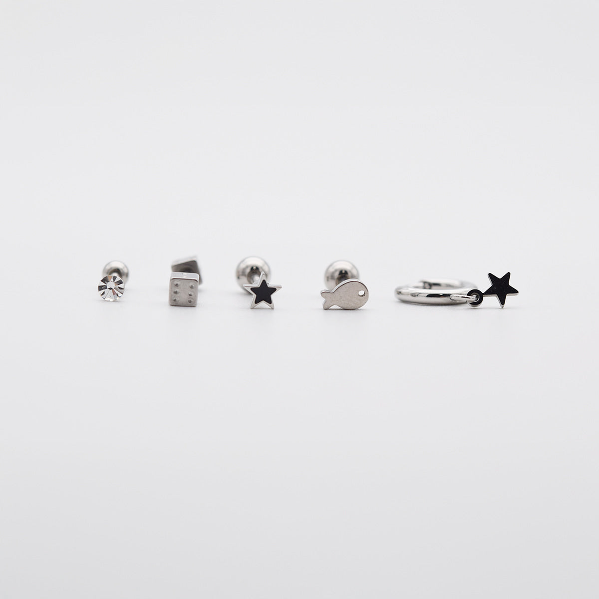 [Set of 5] [Surgical] Nuts Ice Cream Piercing Set 16G Body Piercing Back Piercing Cartilage Piercing 