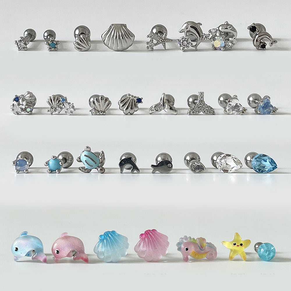軟骨ピアス 16G 夏 マリンモチーフ ピアス 31種 ボディピアス 夏っぽ海モチーフピアス 貝殻 ヒトデ