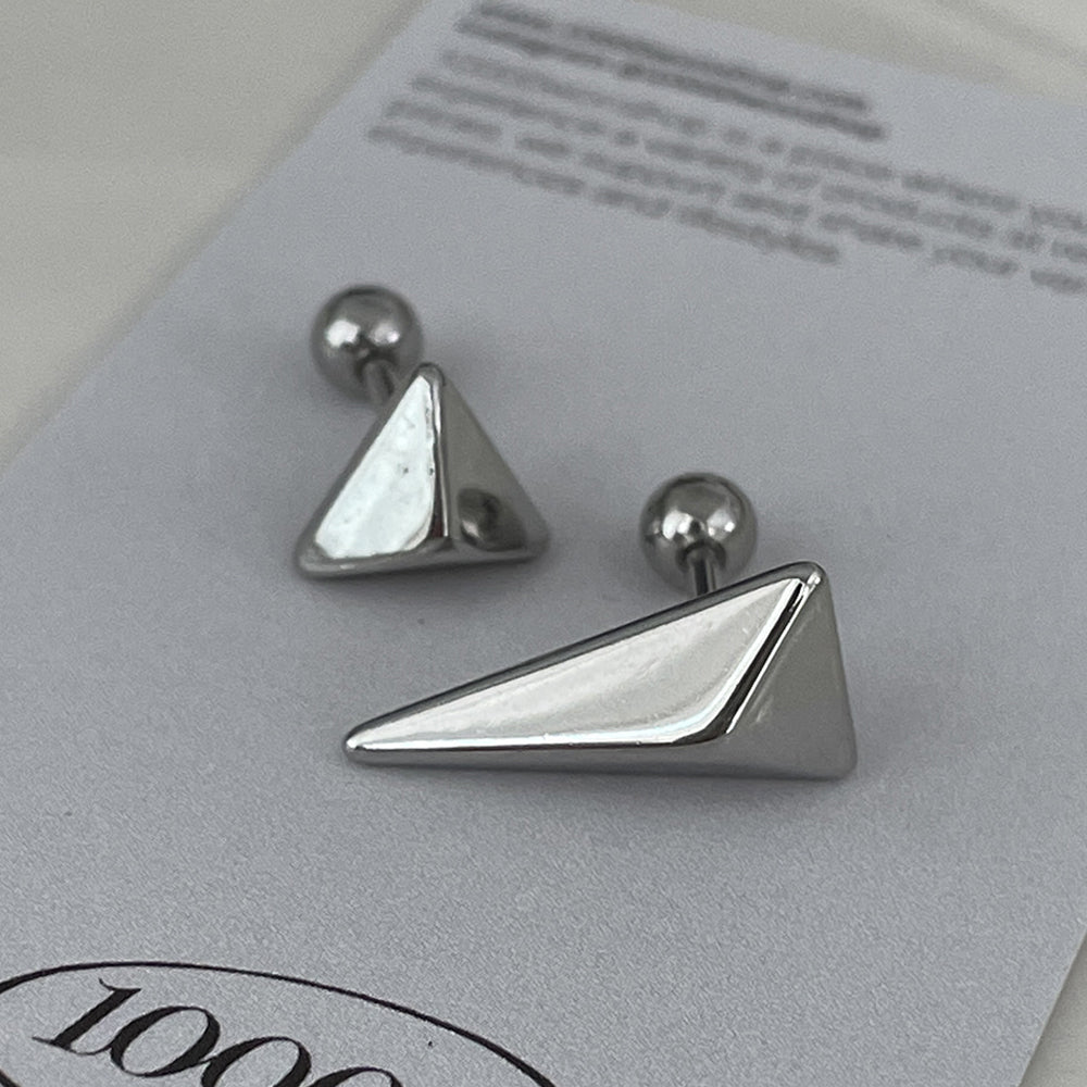 軟骨ピアス 16G ミニマル トライアングル スタッド バーベルピアス 2Type シャープ 立体トライアングル