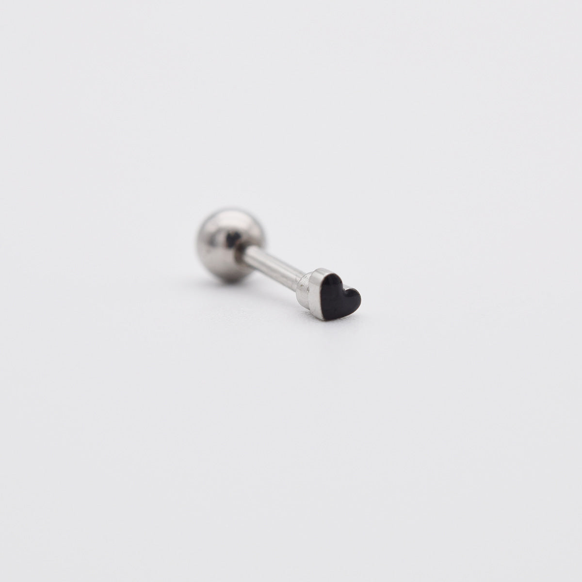 [5個セット]ブラックハートリボンピアス 16G サージカルステンレス アレルギー対応 軟骨ピアス