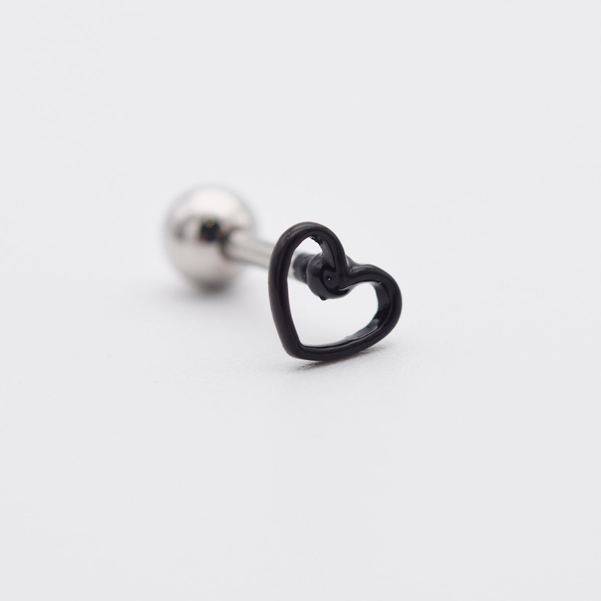 [5個セット]ブラックハートリボンピアス 16G サージカルステンレス アレルギー対応 軟骨ピアス