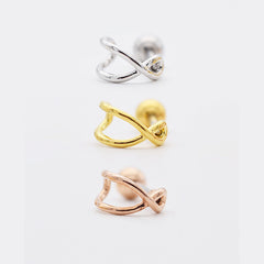 軟骨ピアス 16G Xライン ハーフリング バーベル ボディピアス (3Color) フェイクリング / イヤーカフ風 / クロスライン / Xライン / 軟骨ピアス