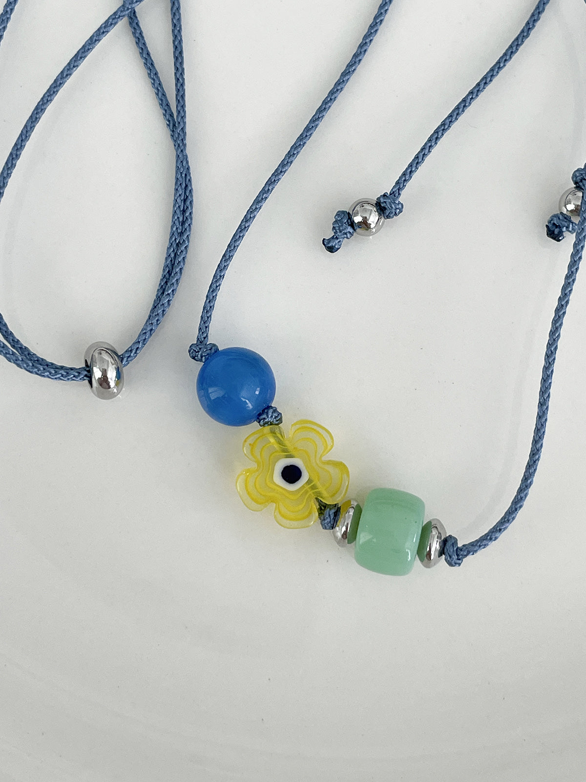 ポップフラワー ビーズコードネックレス (2Color)