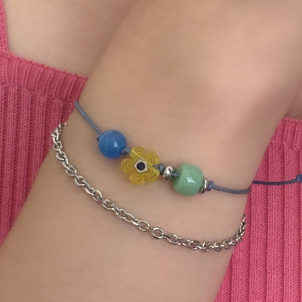 ポップフラワー ビーズコードブレスレット (2Color)