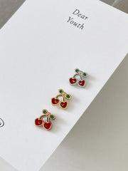 軟骨ピアス 16G ハッピーチェリー バーベルピアス ボディピアス スマイルチェリー ミニチェリーピアス キュートチェリーピアス さくらんぼピアス