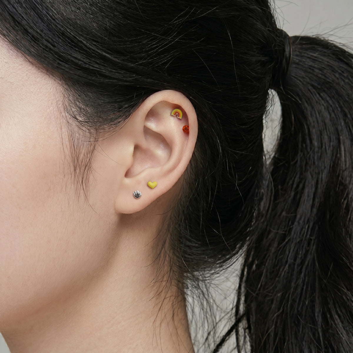 [ชุด 5 ชิ้น] [ผ่าตัด] ชุดเจาะรูปไอศกรีมถั่ว 16G เจาะร่างกาย เจาะหลัง เจาะกระดูกอ่อน 