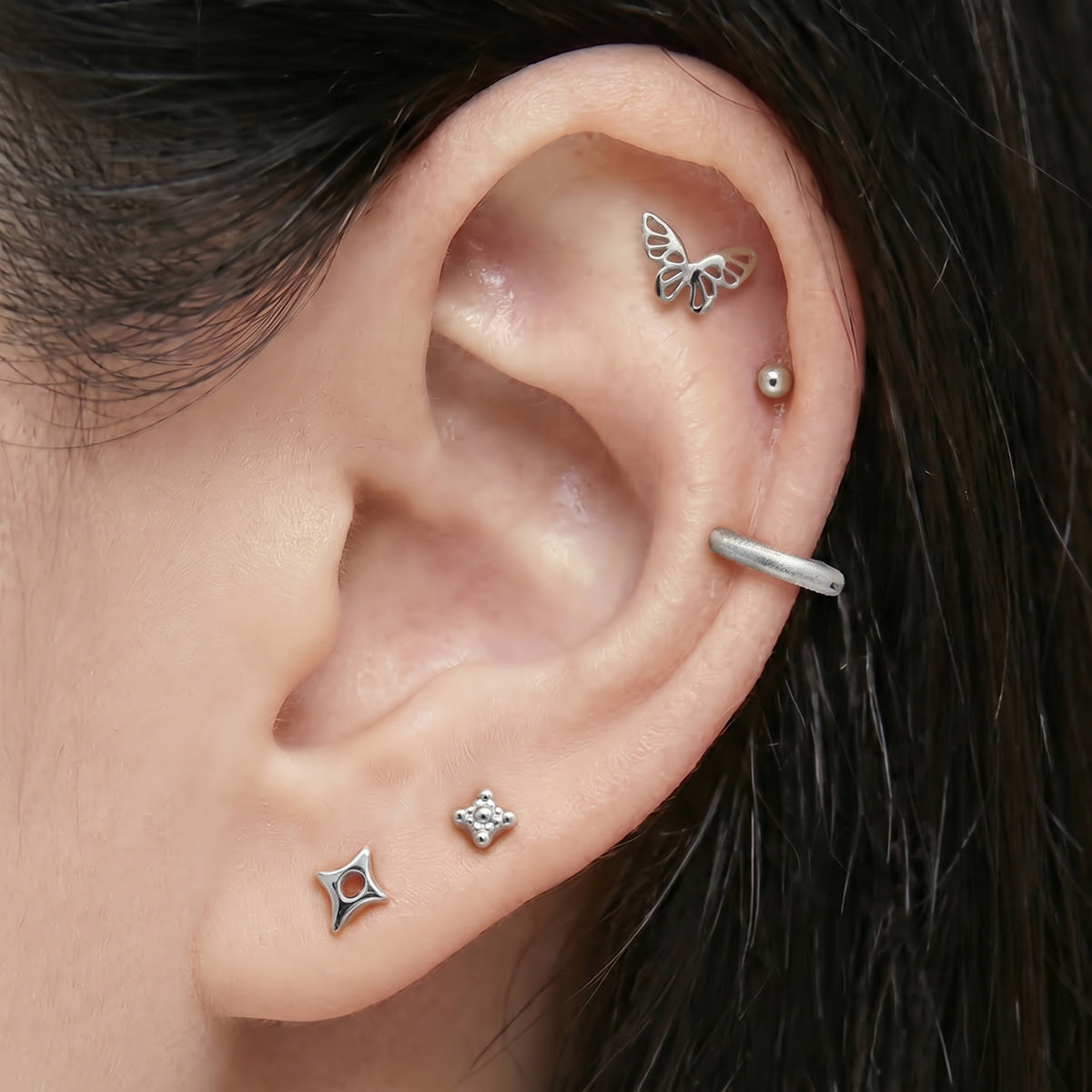 [Set of 5] [Surgical] Nuts Ice Cream Piercing Set 16G Body Piercing Back Piercing Cartilage Piercing 