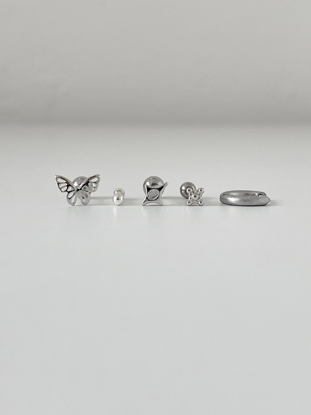 [Set of 5] [Surgical] Nuts Ice Cream Piercing Set 16G Body Piercing Back Piercing Cartilage Piercing 