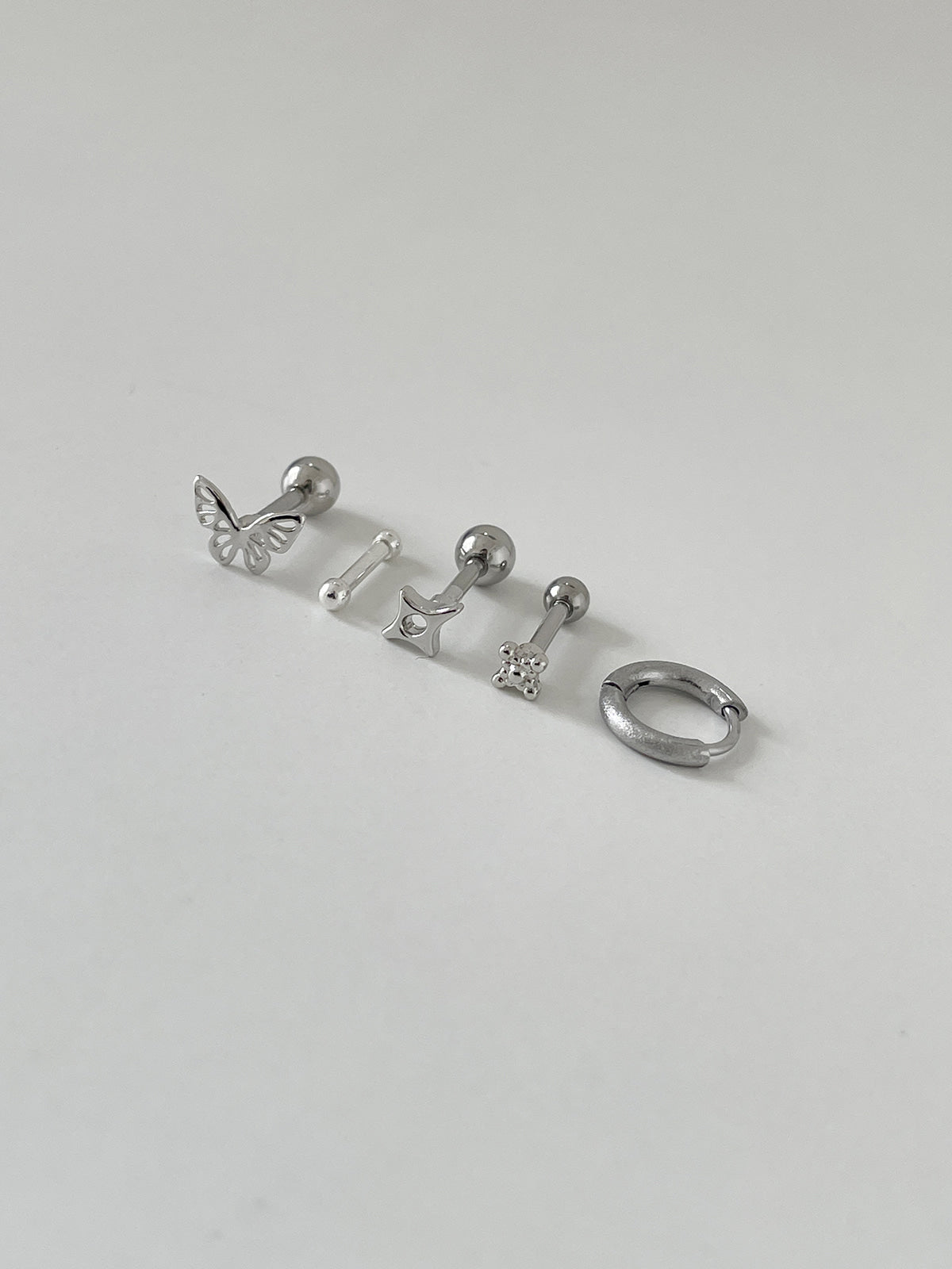 [Set of 5] [Surgical] Nuts Ice Cream Piercing Set 16G Body Piercing Back Piercing Cartilage Piercing 